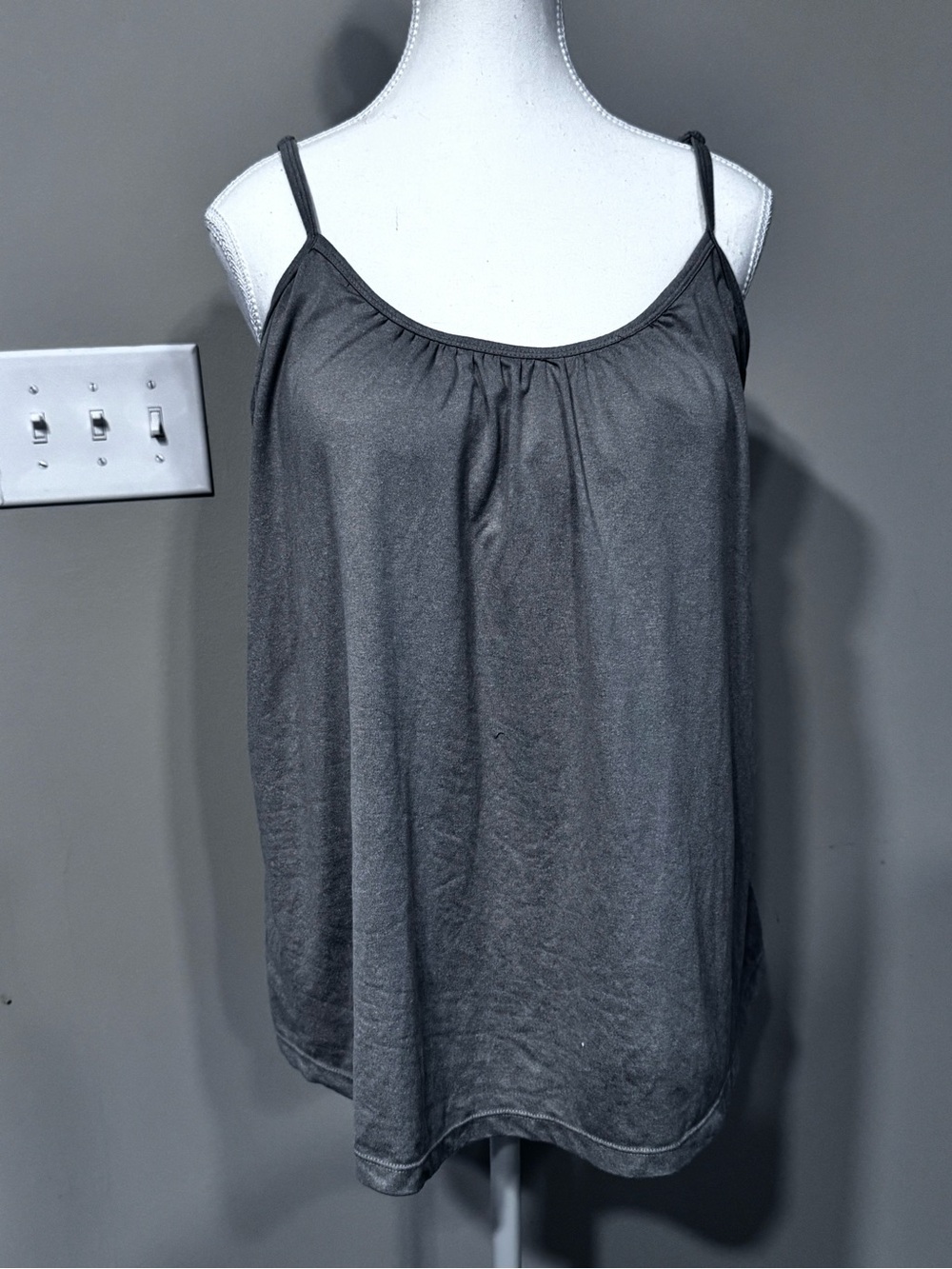 Women's Charcoal Gathered Neck Spaghetti Strap Camisole
